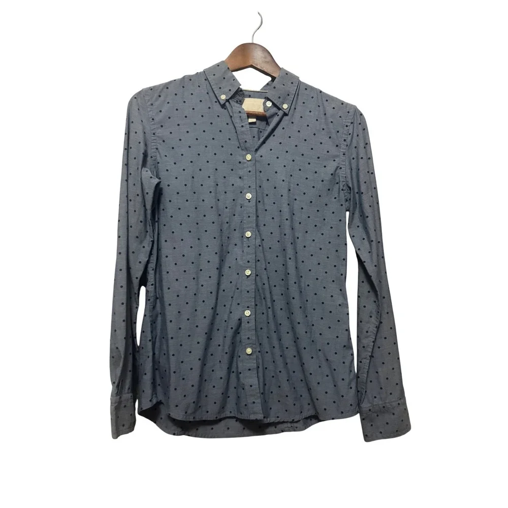 Banana Republic Button Down Mens Small Blue Polka Dot Excellent Soft Wash Cotton